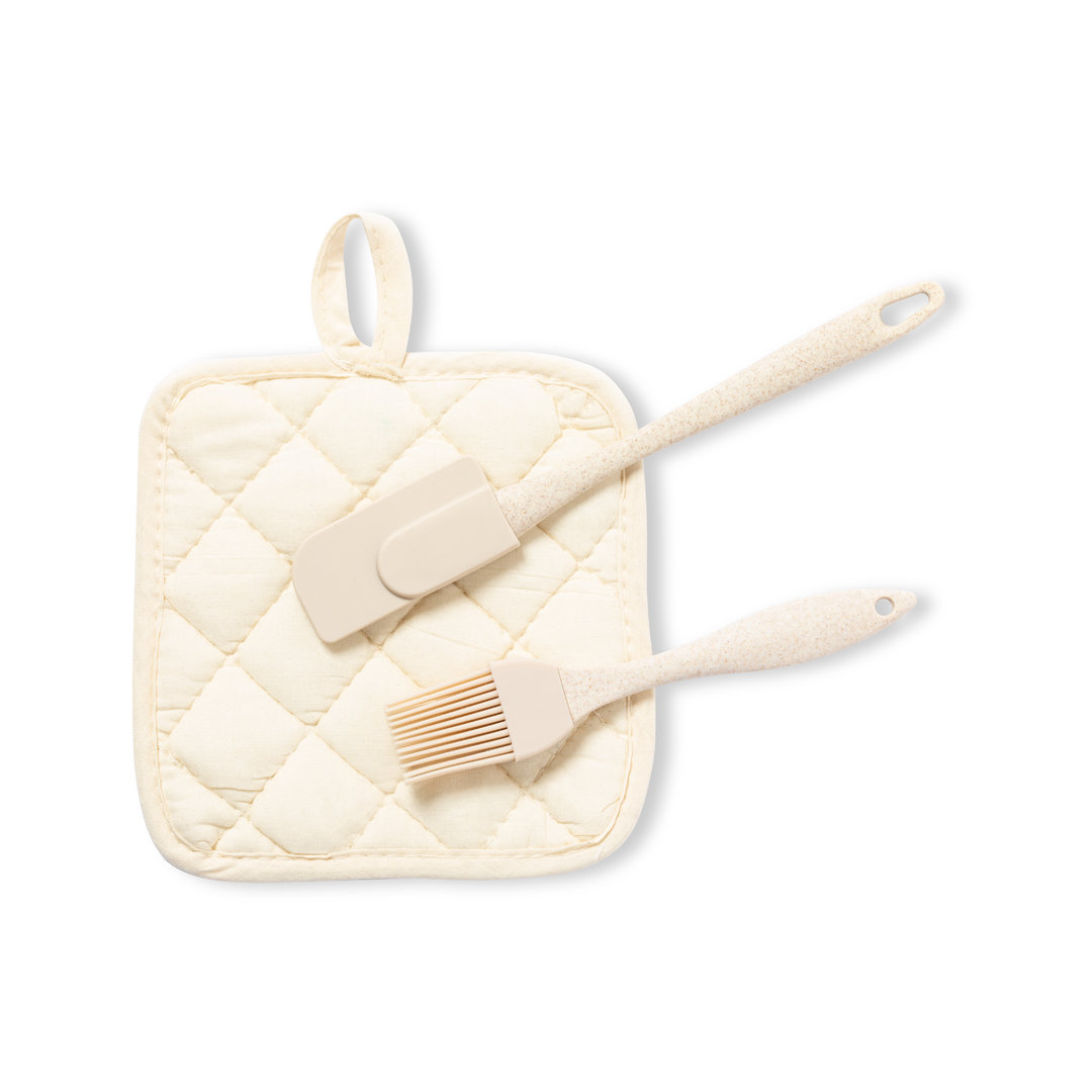 Set de cocina personalizado Marduk de silicona con funda marrón