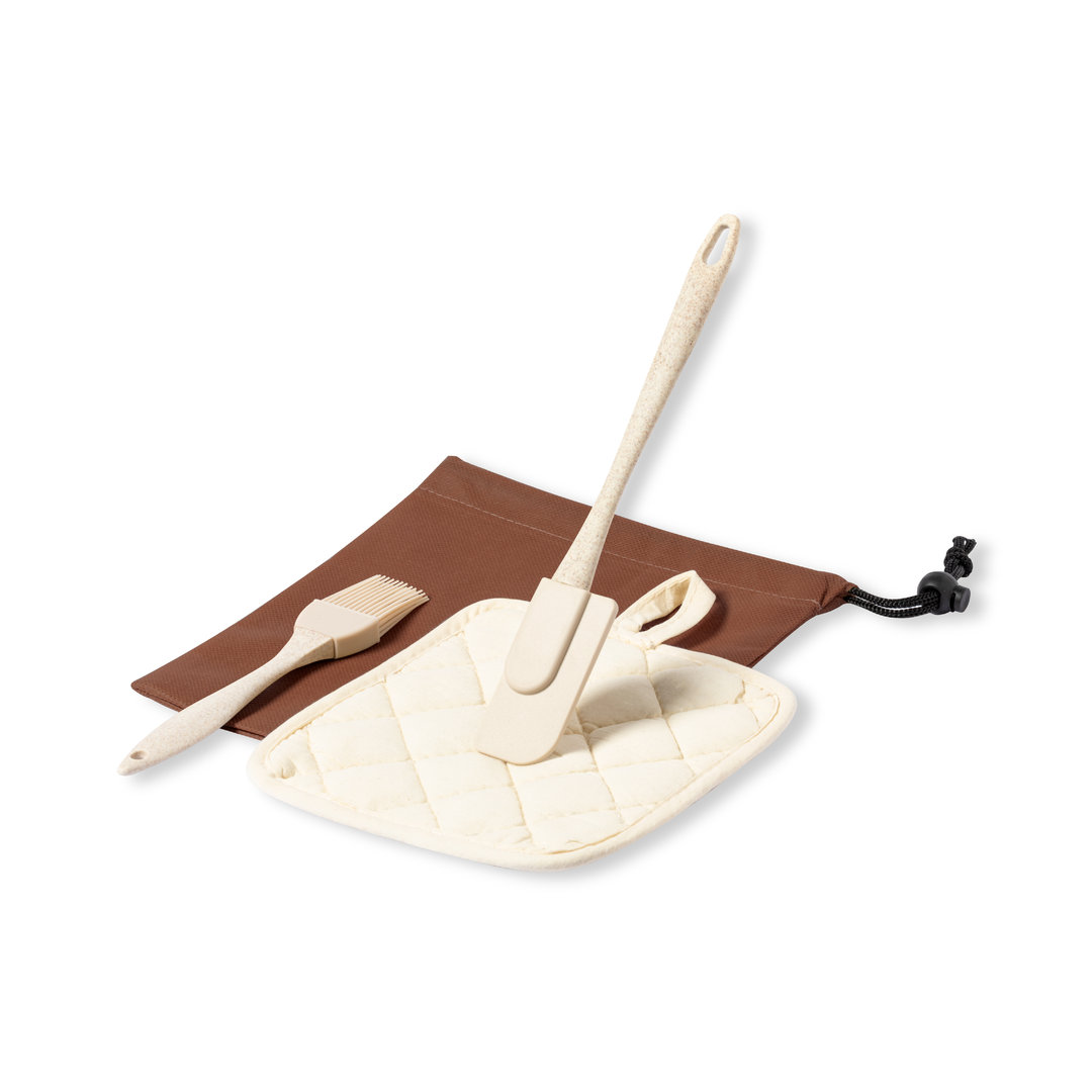 Set de cocina personalizado Marduk de silicona con funda marrón - Packs de regalo personalizado - Regalo Promocional Personalizado - vista alternativa