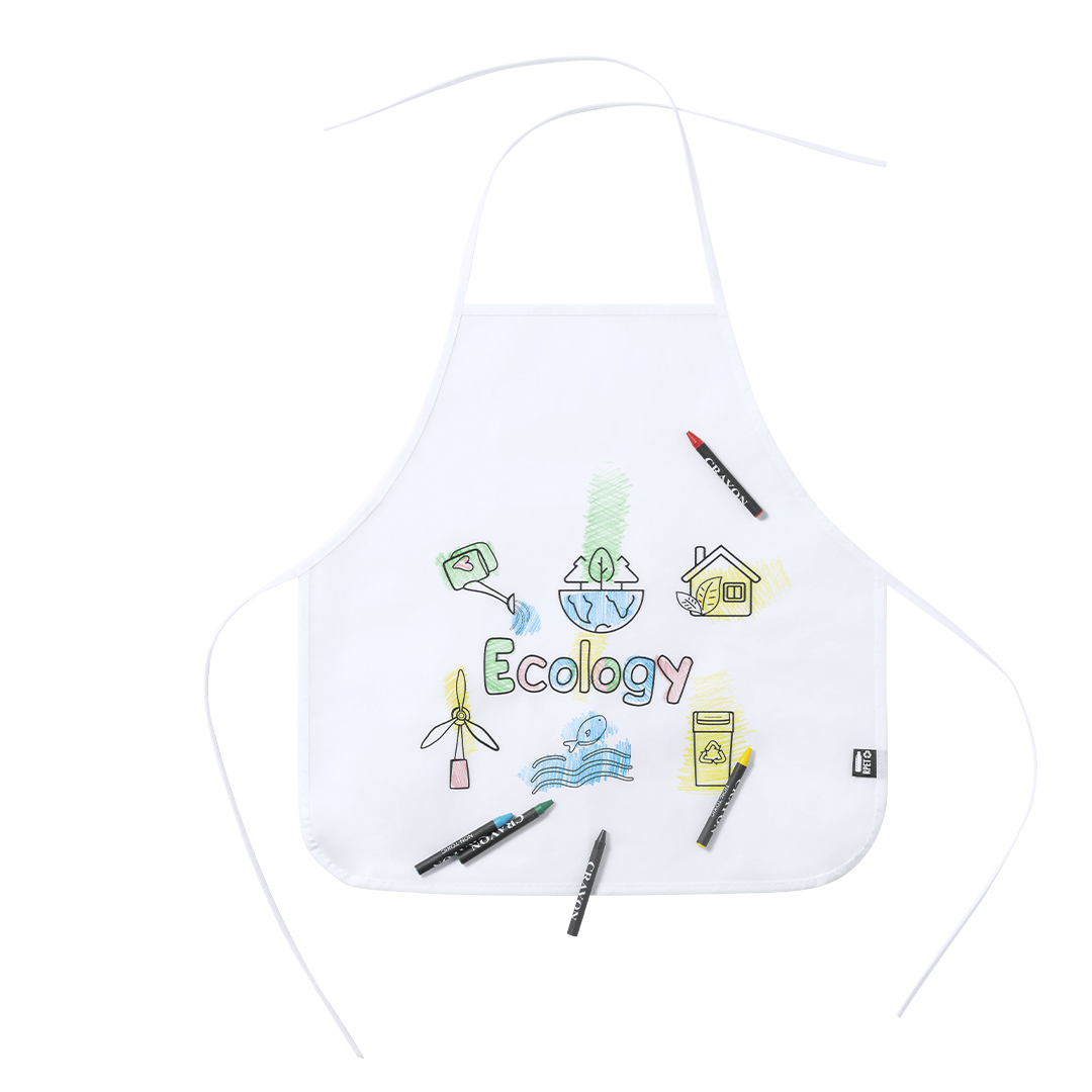 Delantal personalizado Mayfil de RPET para colorear con 5 ceras - Hogar - Regalo Promocional Personalizado
