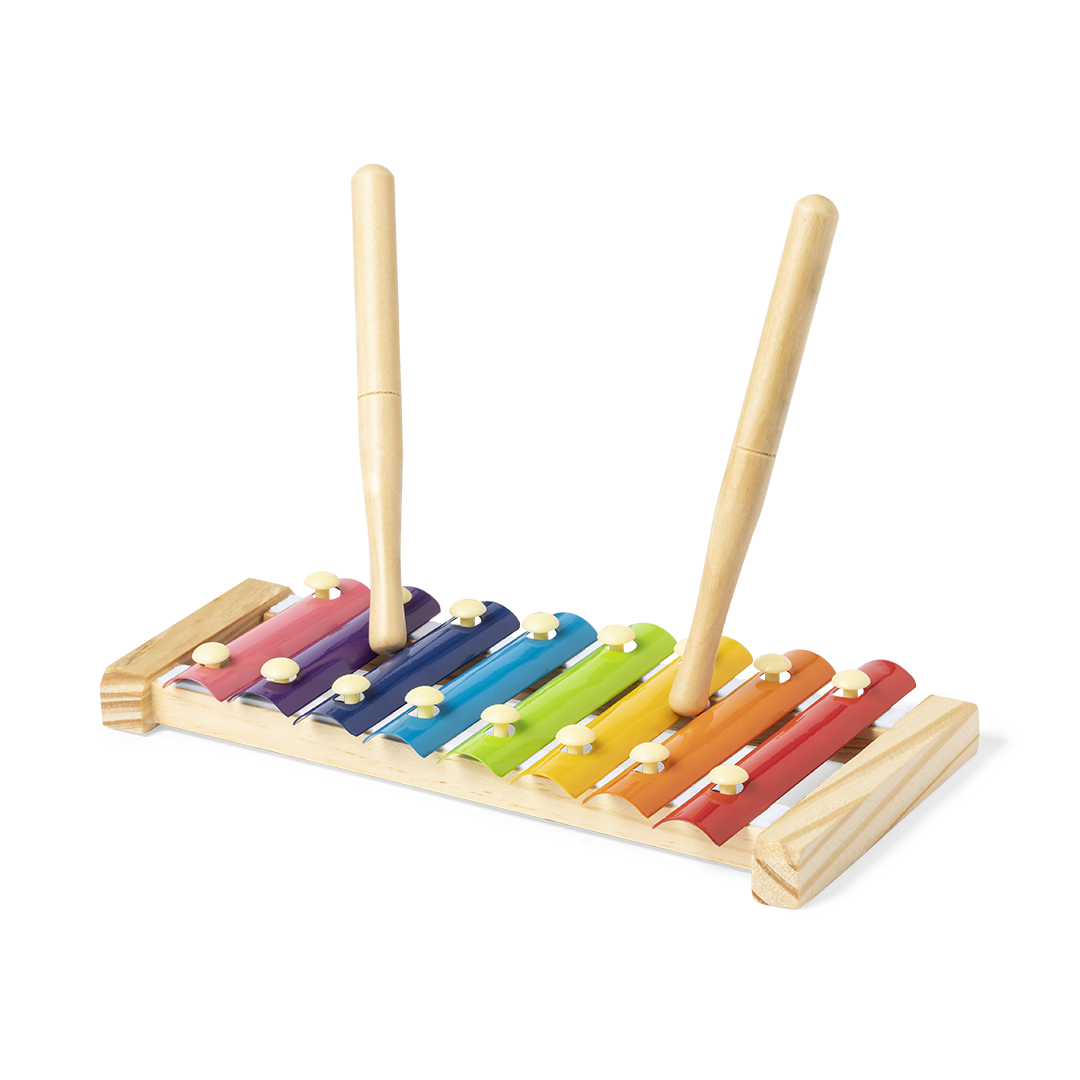 Xilófono personalizado Nultyn de madera pino con teclas metálicas multicolor - Oficina - Regalo Promocional Personalizado