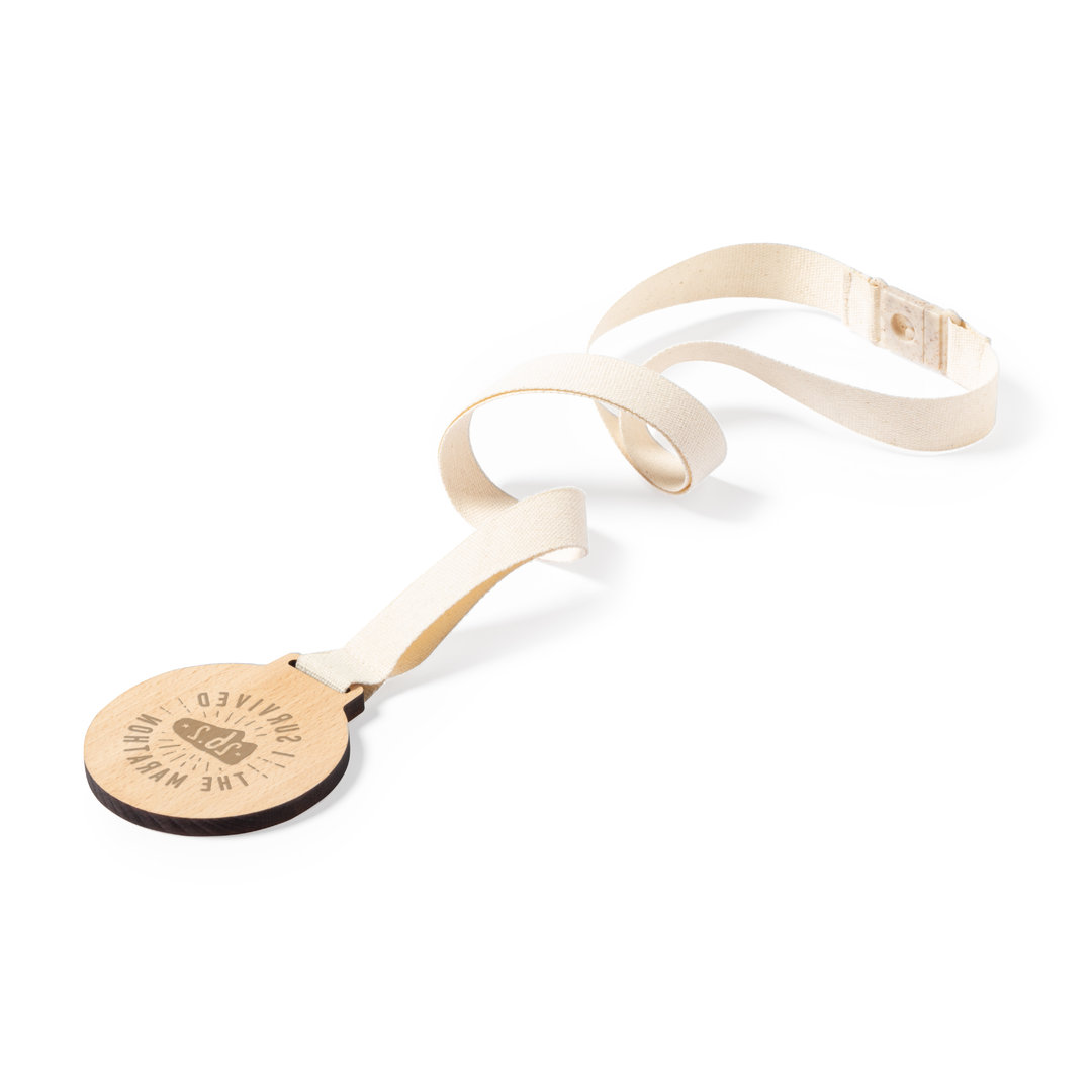 Medalla personalizada Guster de madera natural con cordón algodón - Trofeos - Regalo Promocional Personalizado - imagen 3