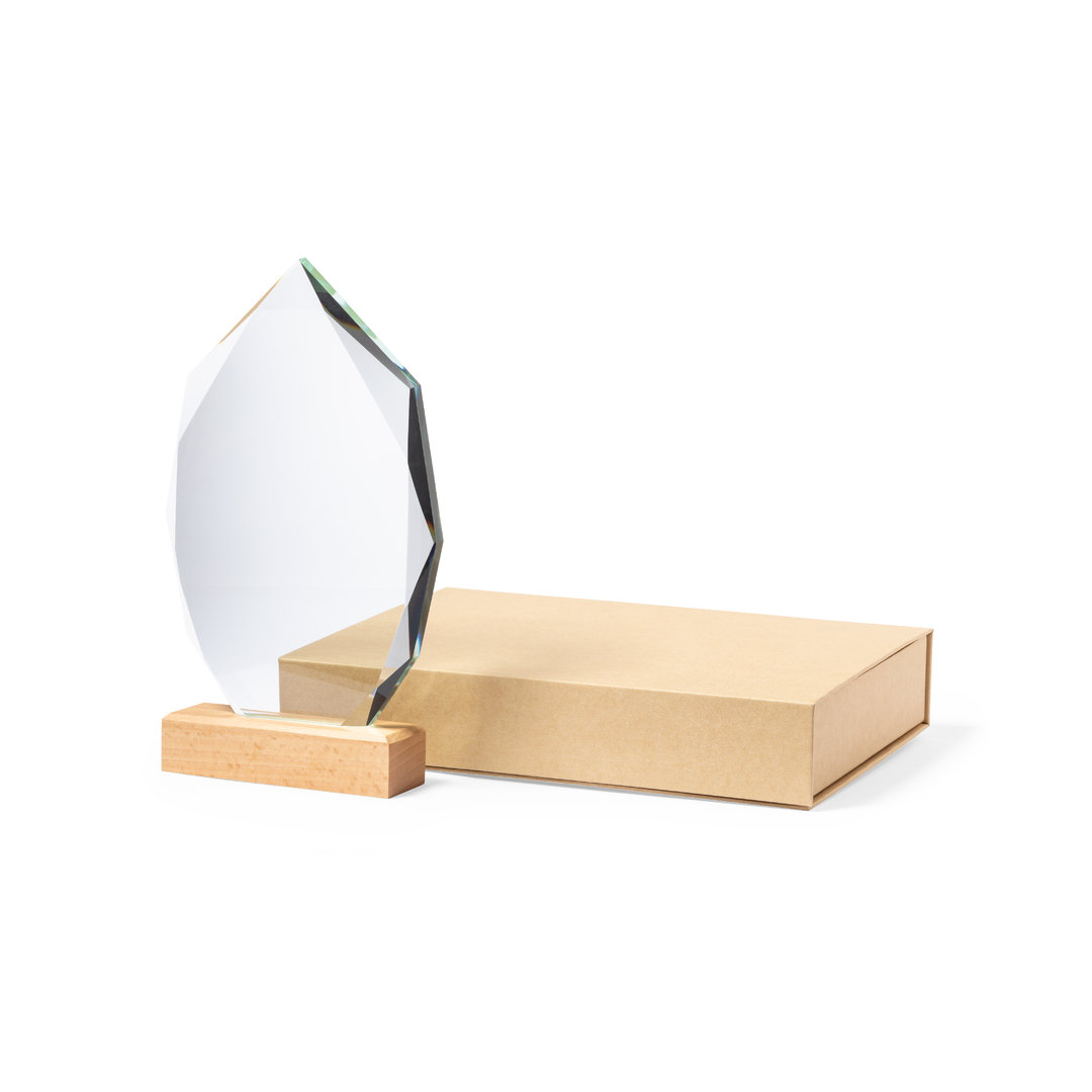 Placa personalizada Pulman de cristal con base de madera natural - Trofeos - Regalo Promocional Personalizado - vista alternativa
