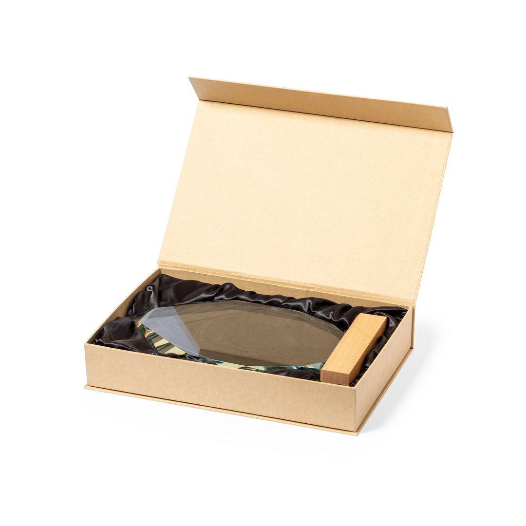 Placa personalizada Pulman de cristal con base de madera natural - Trofeos - Regalo Promocional Personalizado - imagen 3