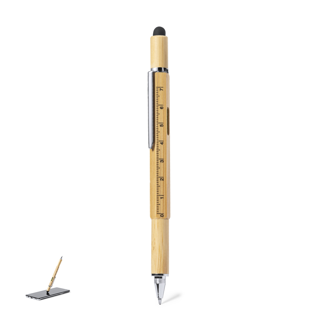 Bolígrafo multifunción personalizado nature Rakars de bambú con nivel - Set de escritura personalizados - Regalo Promocional Personalizado