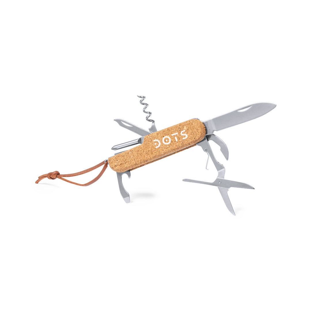 Navaja multiusos personalizada Brica de acero inox con empuñadura corcho