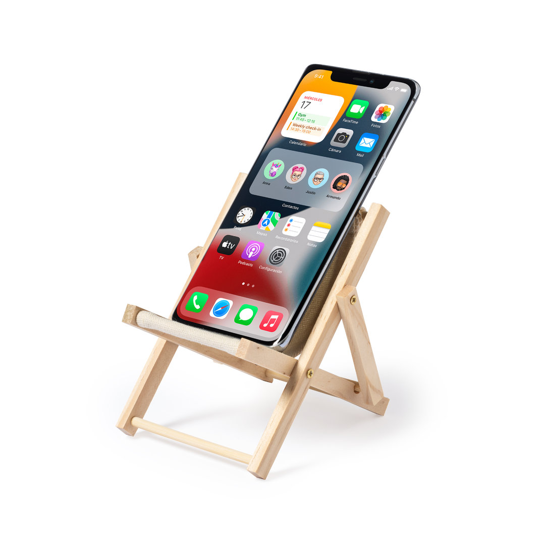 Soporte para smartphone personalizado Medrus de madera y algodón - Tecnología - Regalo Promocional Personalizado - imagen 4