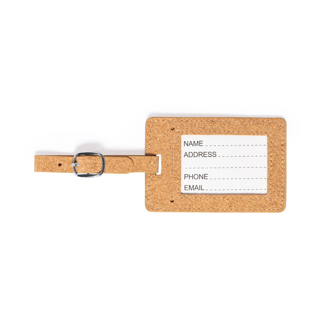 Identificador de maletas personalizado Dastin línea nature de corcho natural con hebilla - Viaje - Regalo Promocional Personalizado - vista alternativa