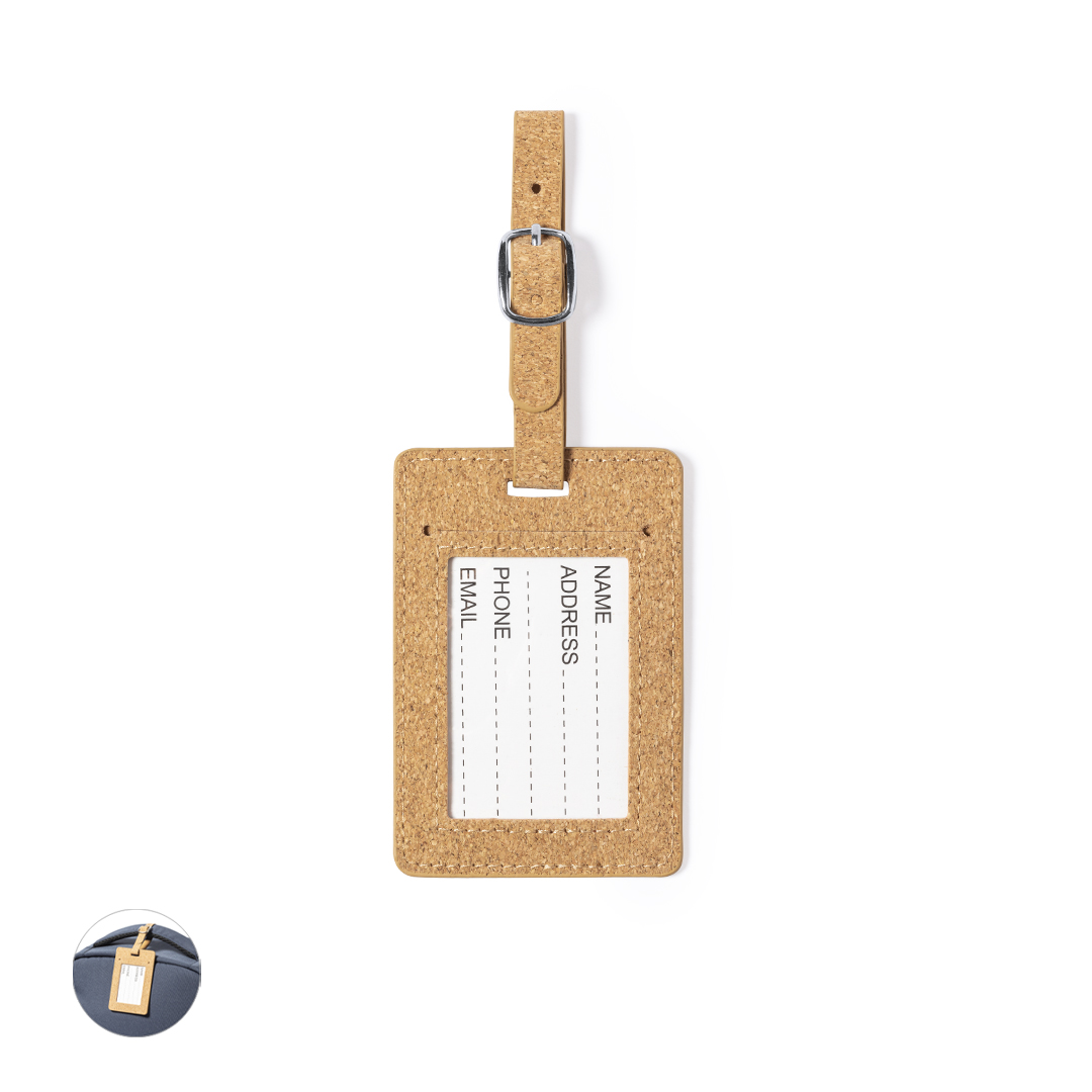 Identificador de maletas personalizado Dastin línea nature de corcho natural con hebilla - Viaje - Regalo Promocional Personalizado
