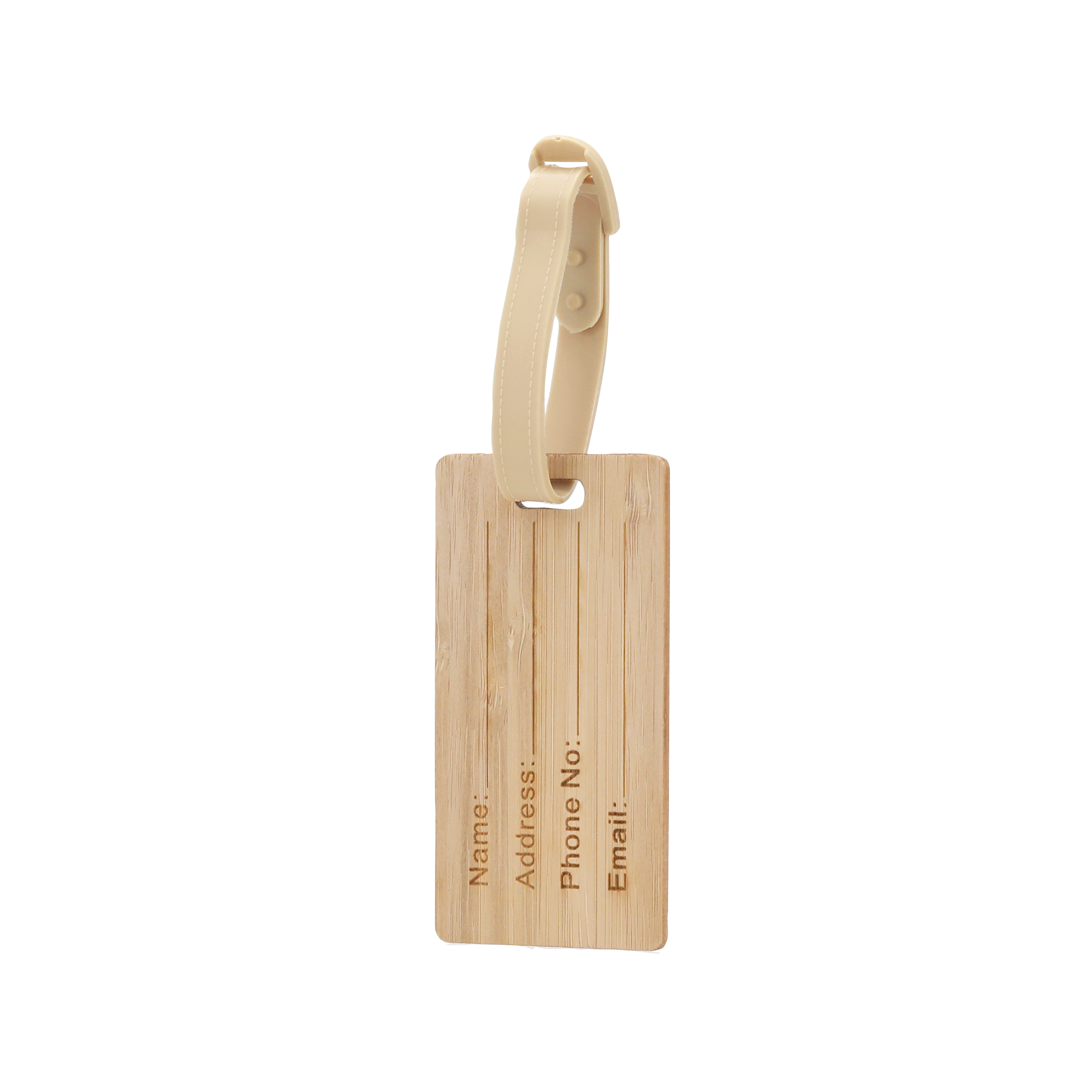 Identificador de maletas personalizado Elwes línea nature de bambú con hebilla - Viaje - Regalo Promocional Personalizado - imagen 4