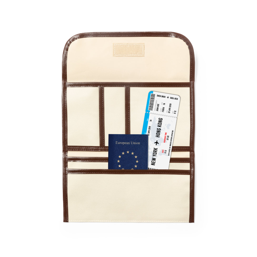 Portadocumentos de viaje personalizado Farrel de poliéster 600D con ribetes polipiel - Portadocumentos personalizados - Regalo Promocional Personalizado - imagen 3