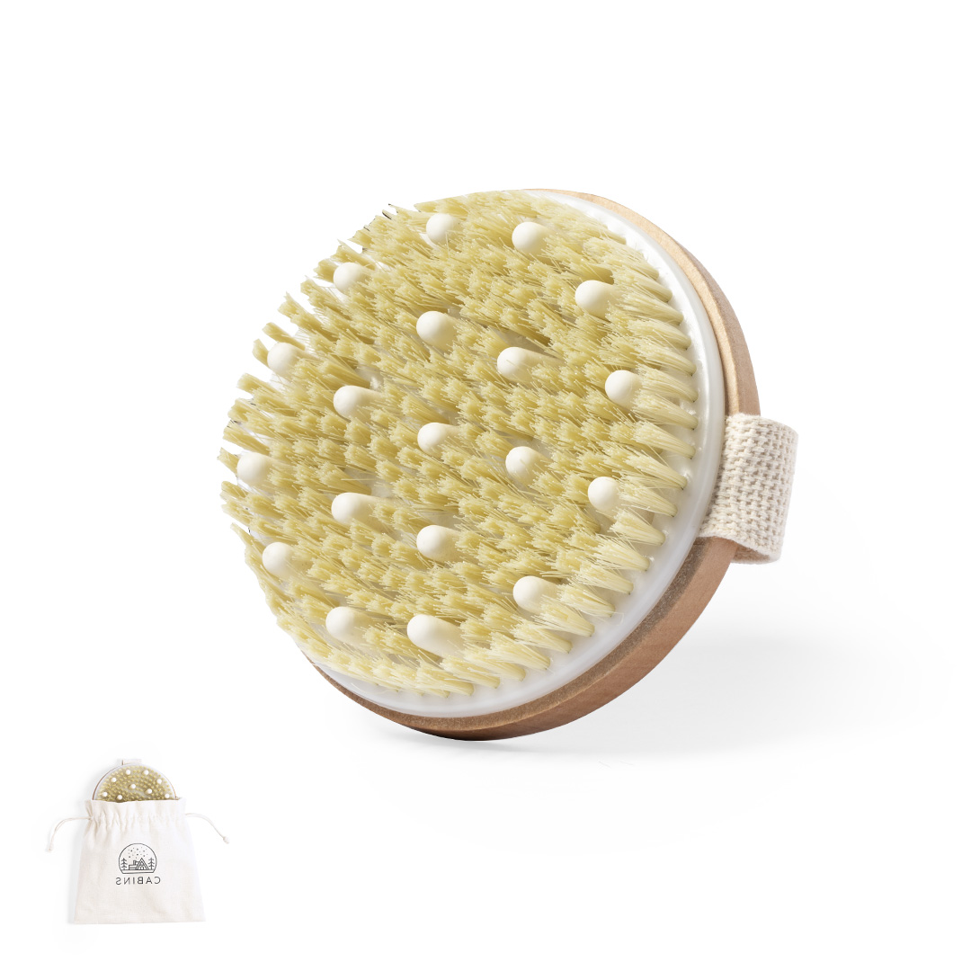 Cepillo exfoliante masajeador personalizado Ruck de madera con algodón - Hogar - Regalo Promocional Personalizado