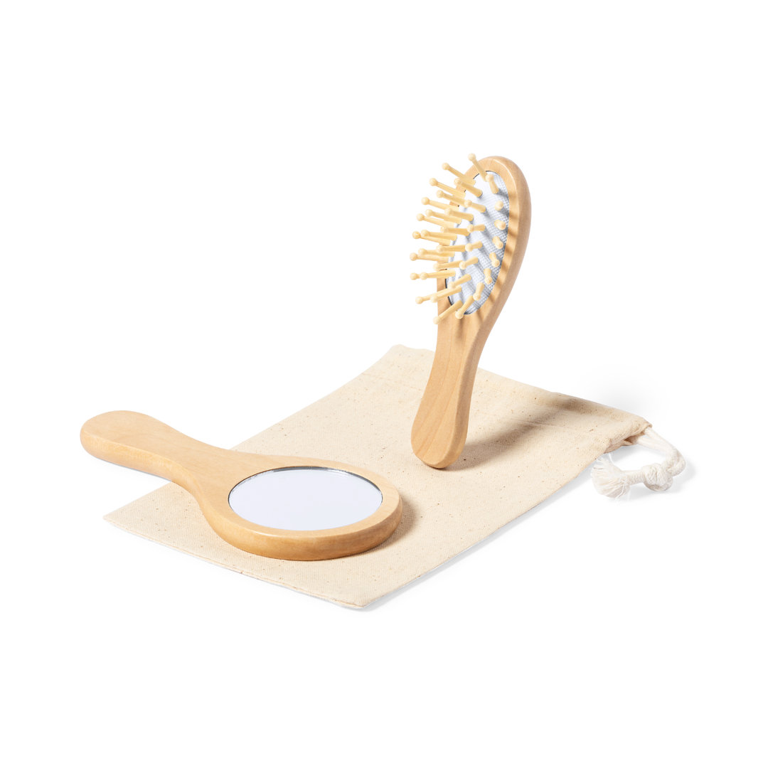 Set espejo y cepillo personalizado Dianex de madera con funda algodón - Tazas y botellas - Regalo Promocional Personalizado - imagen 4
