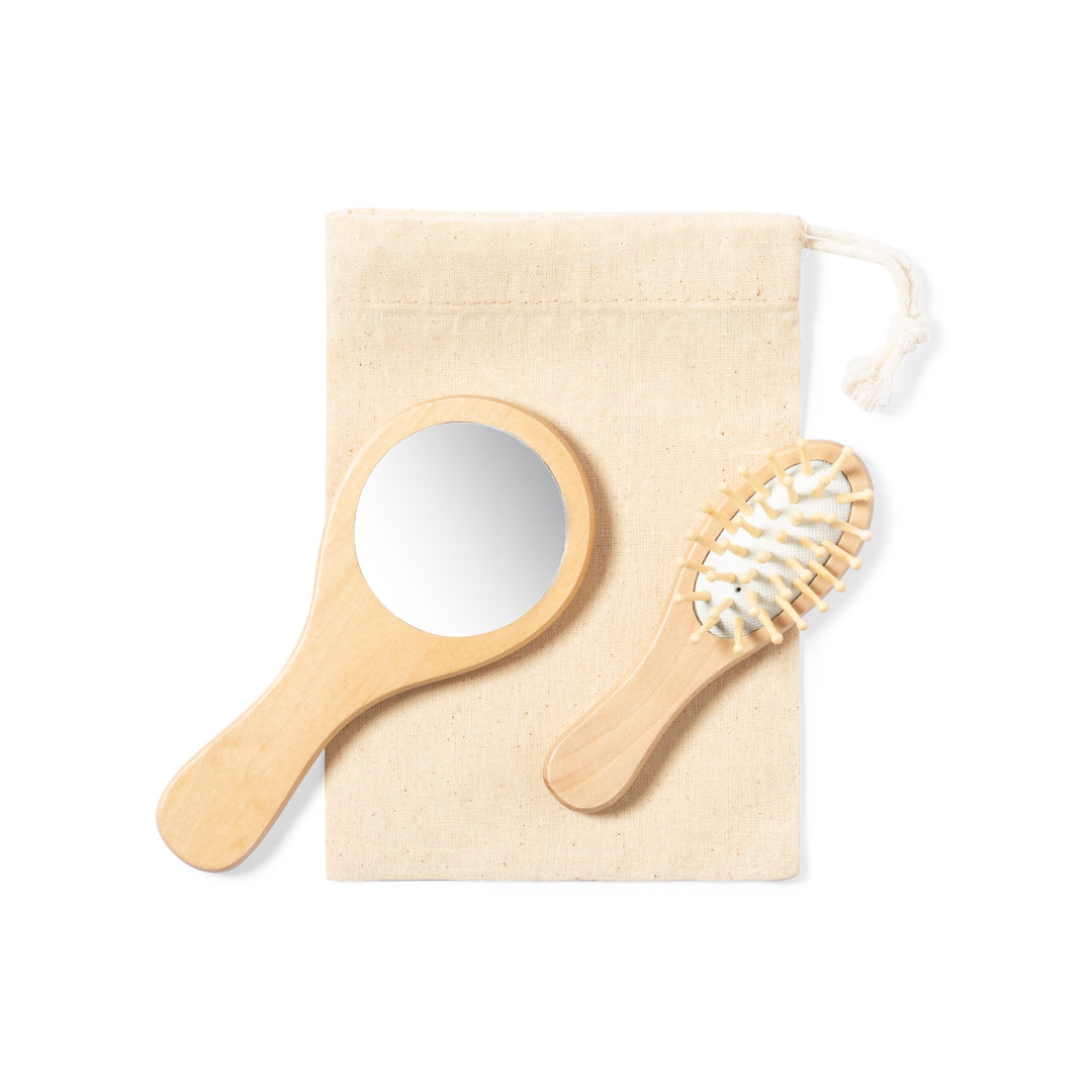 Set espejo y cepillo personalizado Dianex de madera con funda algodón - Tazas y botellas - Regalo Promocional Personalizado - imagen 6