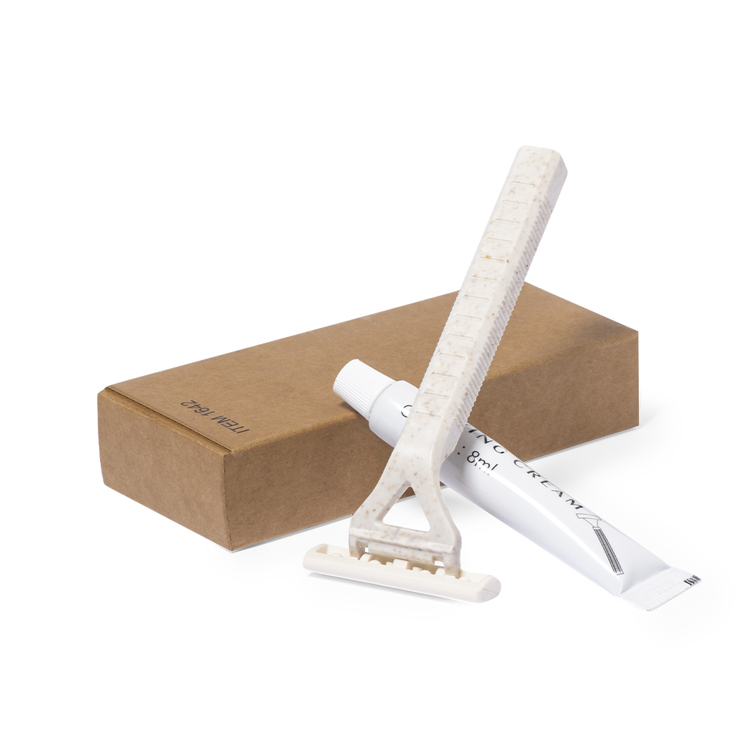 Set de afeitado personalizado Shaving Kit con cuchilla de caña de trigo - Tazas y botellas - Regalo Promocional Personalizado