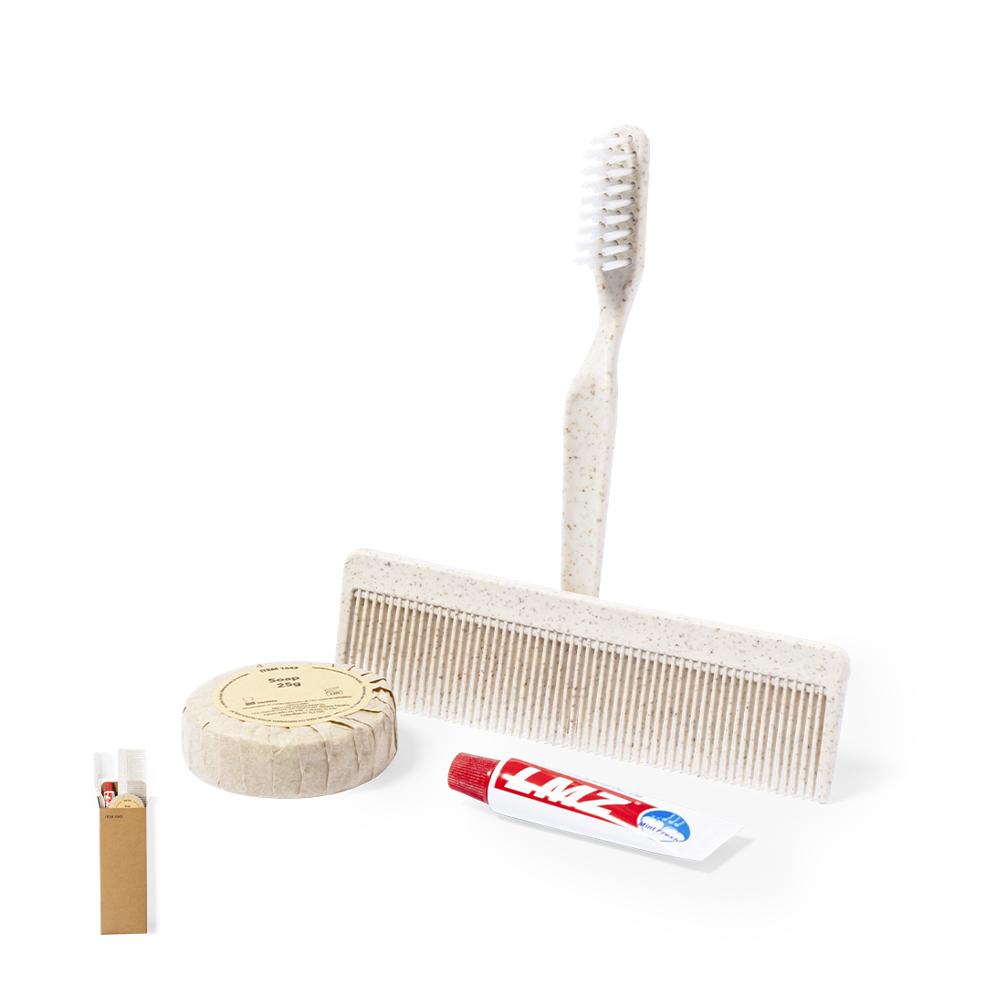 Set personalizado Essential Kit aseo de caña de trigo completo - Tazas y botellas - Regalo Promocional Personalizado