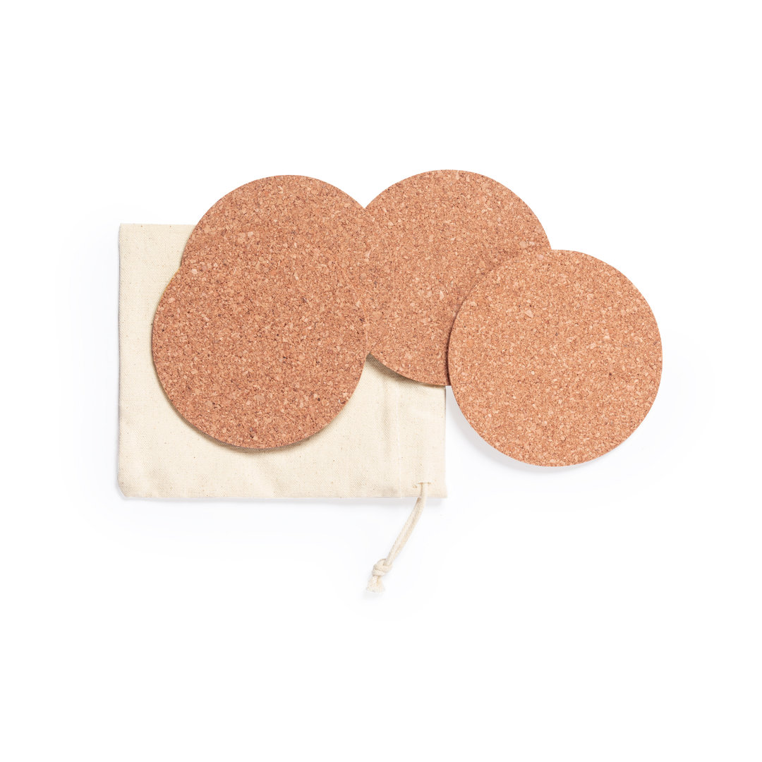 Set de posavasos personalizado Yagger de corcho natural en bolsa de algodón - Packs de regalo personalizado - Regalo Promocional Personalizado - vista alternativa