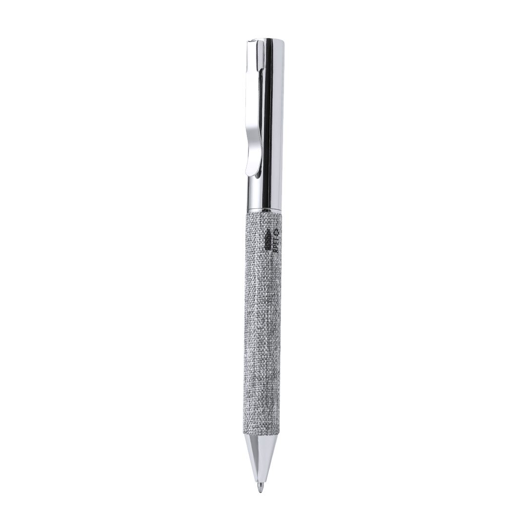 Bolígrafo personalizado Higolf de metal cromado con RPET y estuche kraft - Oficina - Regalo Promocional Personalizado