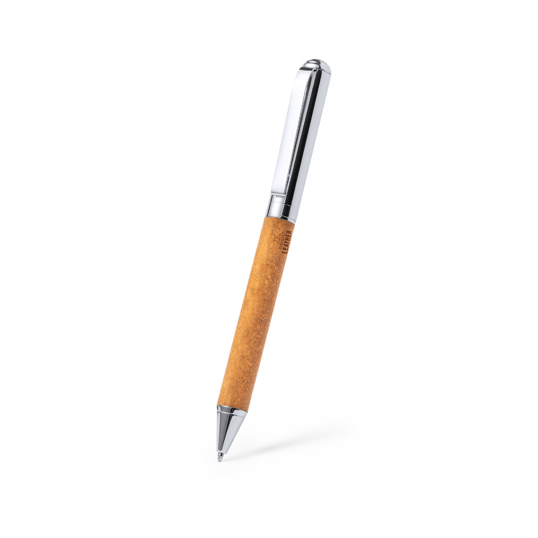 Set personalizado Vincen de cuero reciclado con bolígrafo y roller metálicos