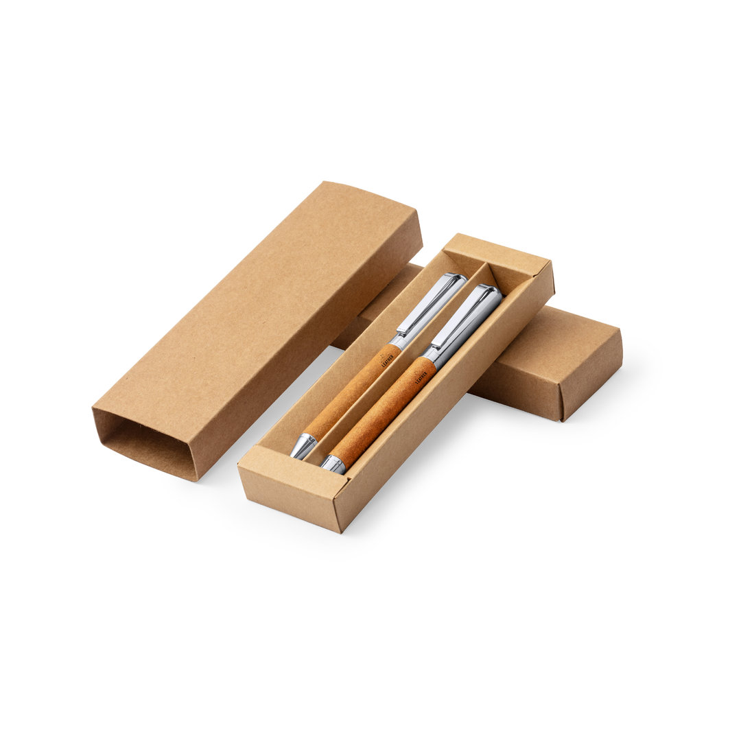 Set personalizado Vincen de cuero reciclado con bolígrafo y roller metálicos - Tazas y botellas - Regalo Promocional Personalizado - imagen 4