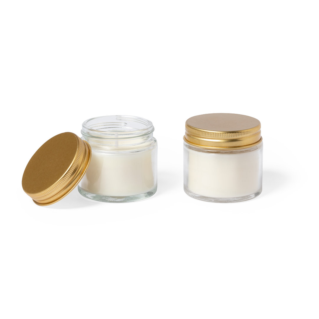 Set de velas aromáticas personalizado Kesha con cera vegetal y aroma fresia - Velas personalizadas - Regalo Promocional Personalizado - vista alternativa