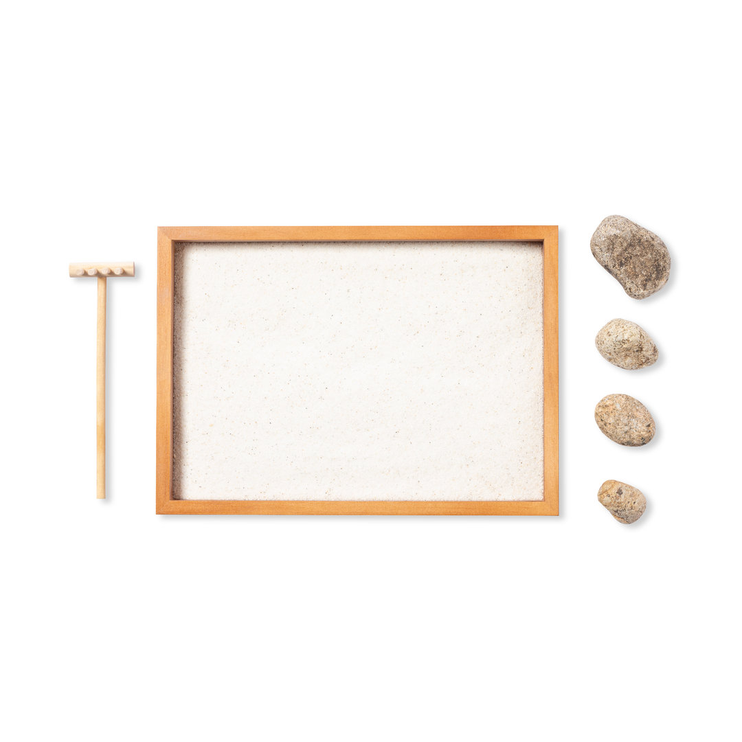 Mini jardín zen personalizado Azumy con rastrillo de madera