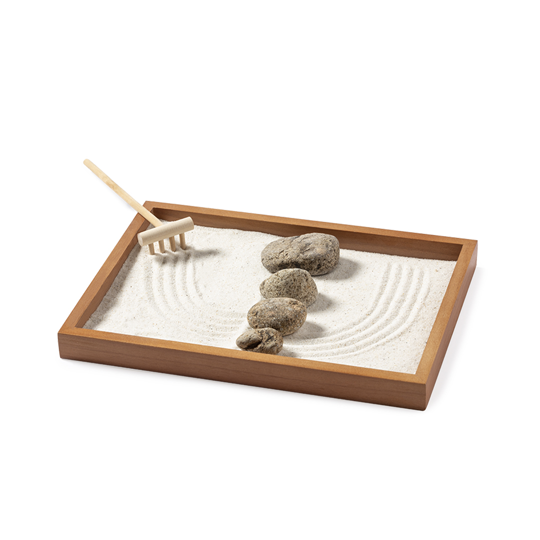 Mini jardín zen personalizado Azumy con rastrillo de madera - Jardín - Regalo Promocional Personalizado