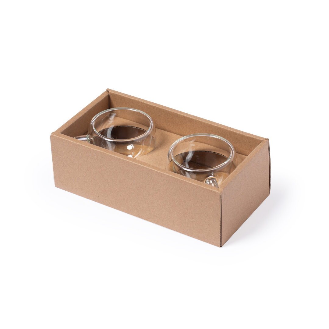 Set de tazas personalizado Gladen de borosilicato con posavasos de bambú - Packs de regalo personalizado - Regalo Promocional Personalizado - imagen 5