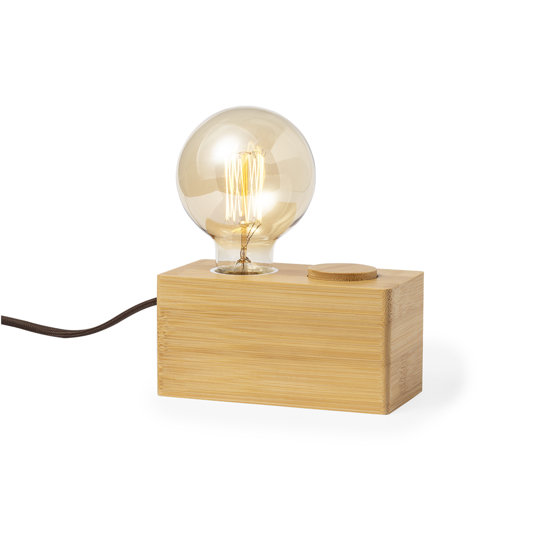 Lámpara personalizada Sarpal vintage de bambú con bombilla incandescente - Tecnología - Regalo Promocional Personalizado