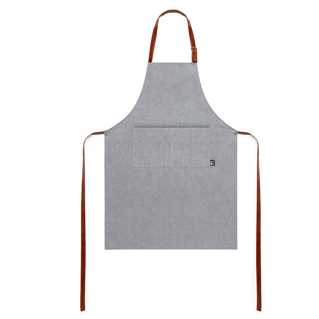 Delantal personalizado Hanaku de RPET con bolsillo y cintas polipiel - Hogar - Regalo Promocional Personalizado