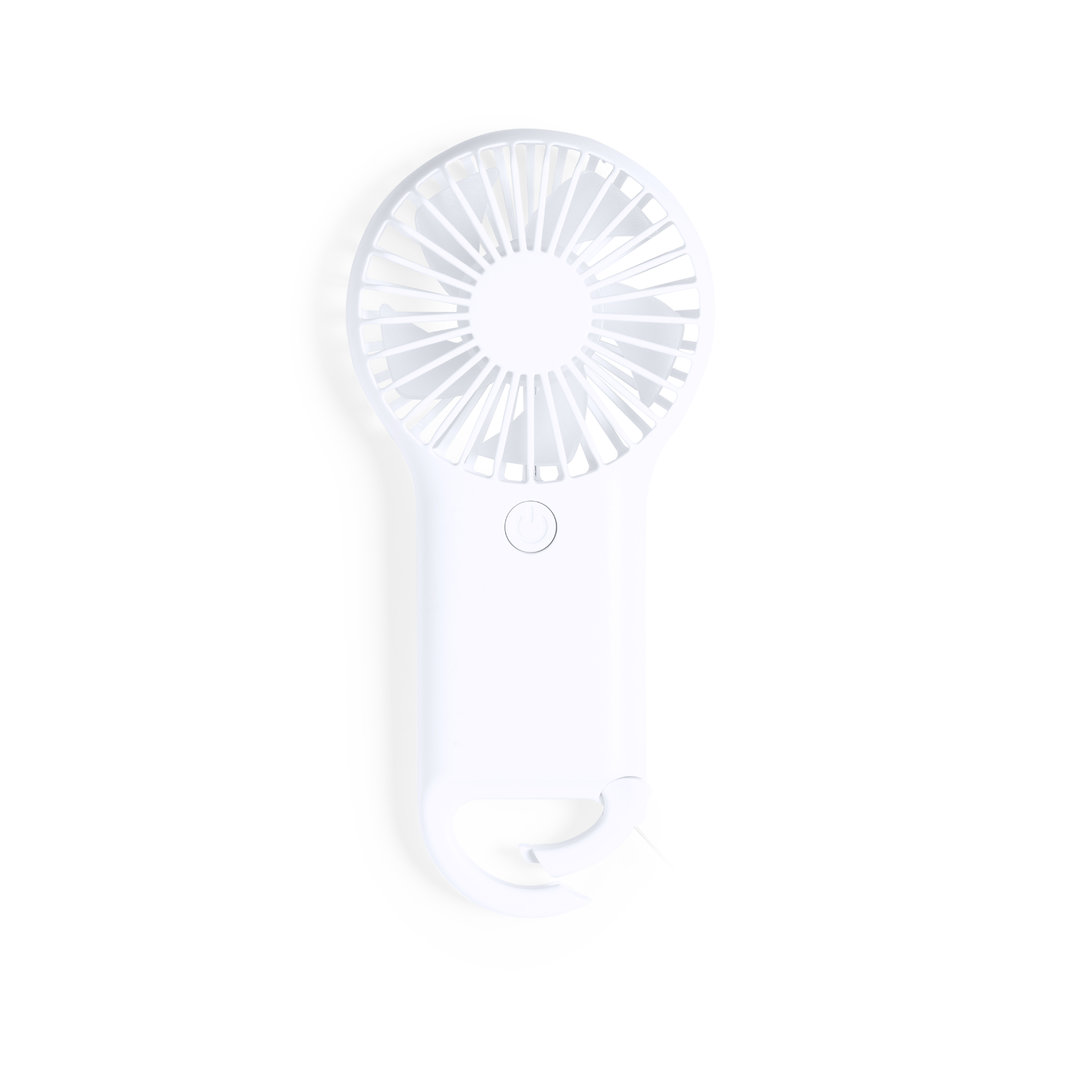 Ventilador personalizado Dayane de ABS blanco con mosquetón integrado - Verano - Regalo Promocional Personalizado - vista alternativa