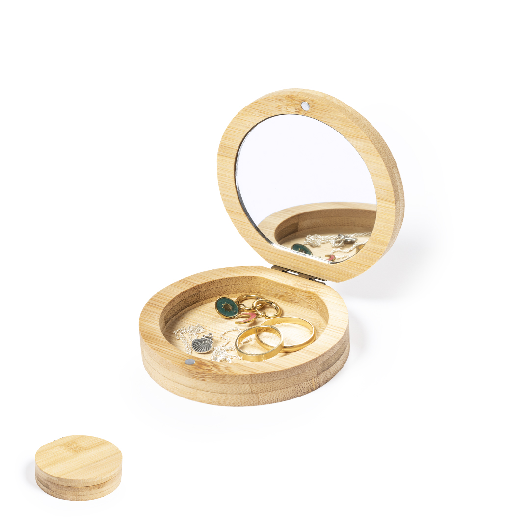 Joyero personalizado Gonzalex línea nature de bambú con espejo interior - Hogar - Regalo Promocional Personalizado