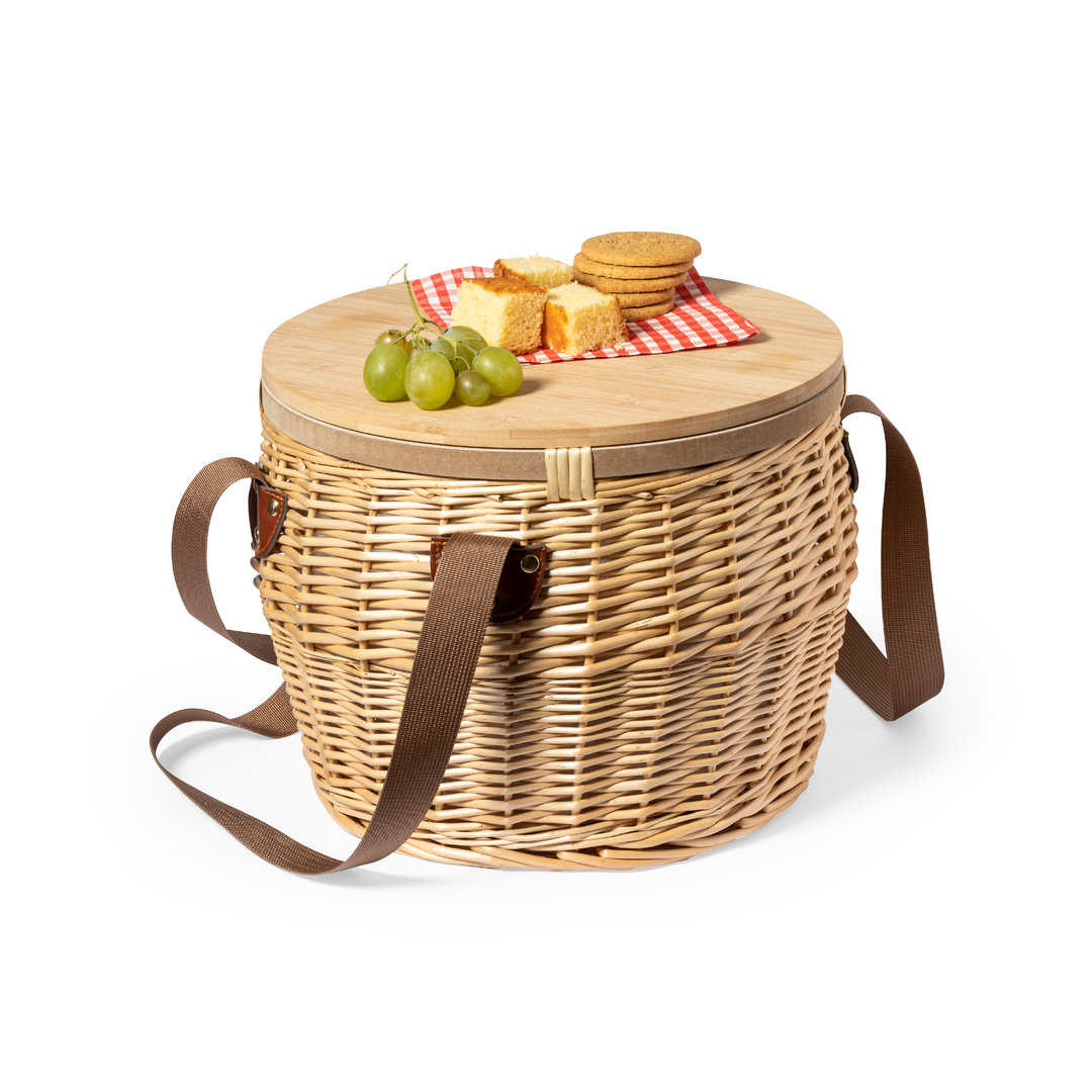 Cesta nevera picnic personalizada Bubu retro de mimbre con bambú - Verano - Regalo Promocional Personalizado - vista alternativa