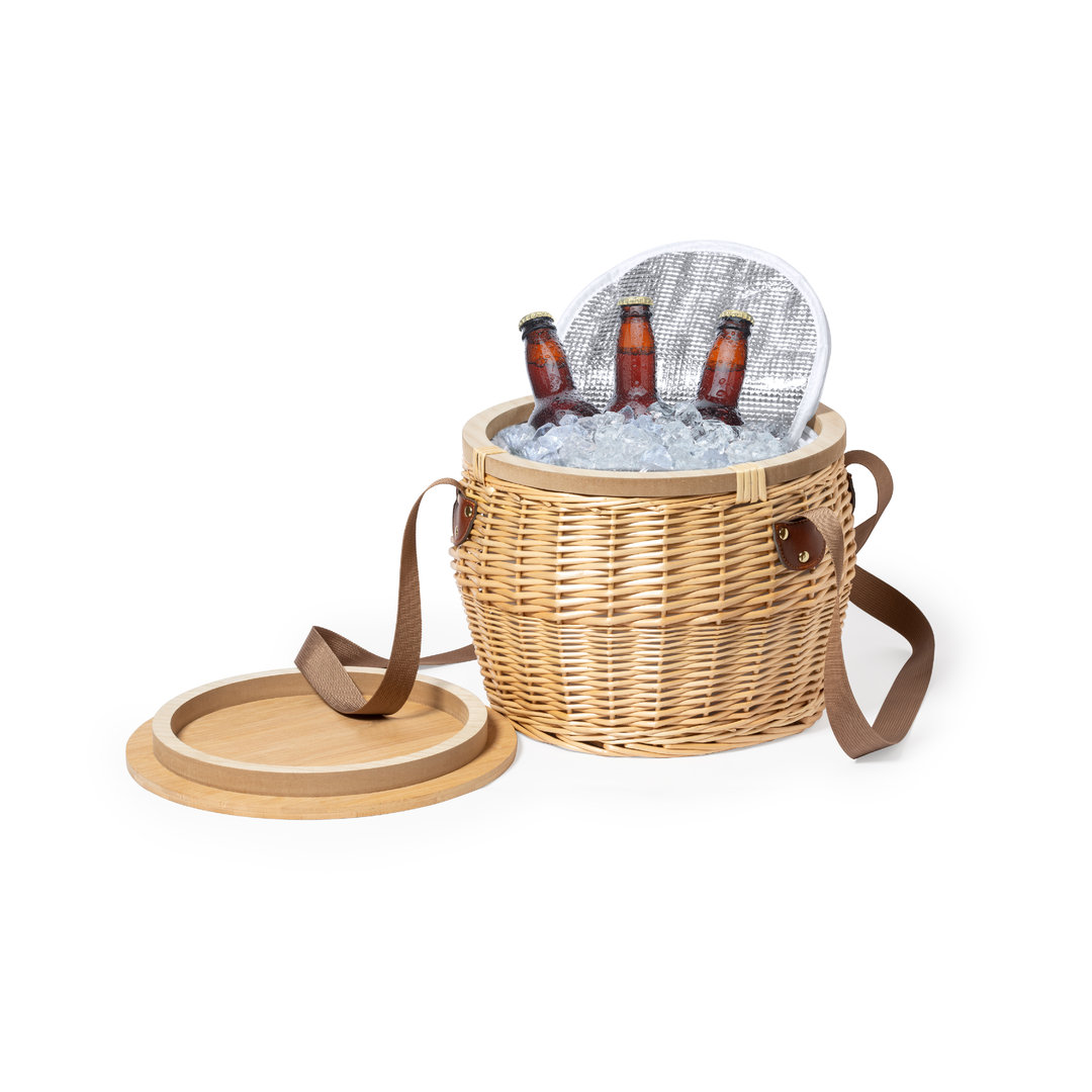 Cesta nevera picnic personalizada Bubu retro de mimbre con bambú - Verano - Regalo Promocional Personalizado - imagen 3