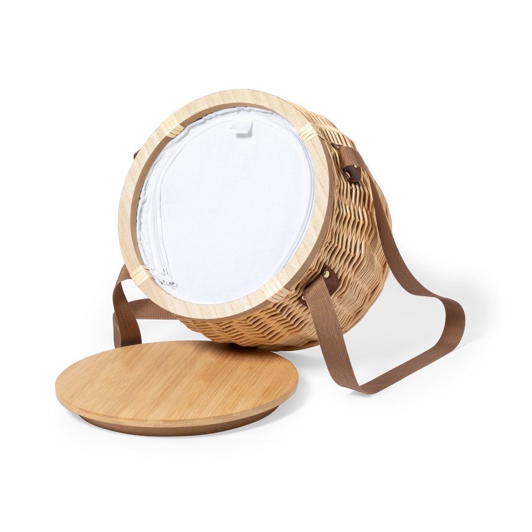 Cesta nevera picnic personalizada Bubu retro de mimbre con bambú - Verano - Regalo Promocional Personalizado - imagen 4