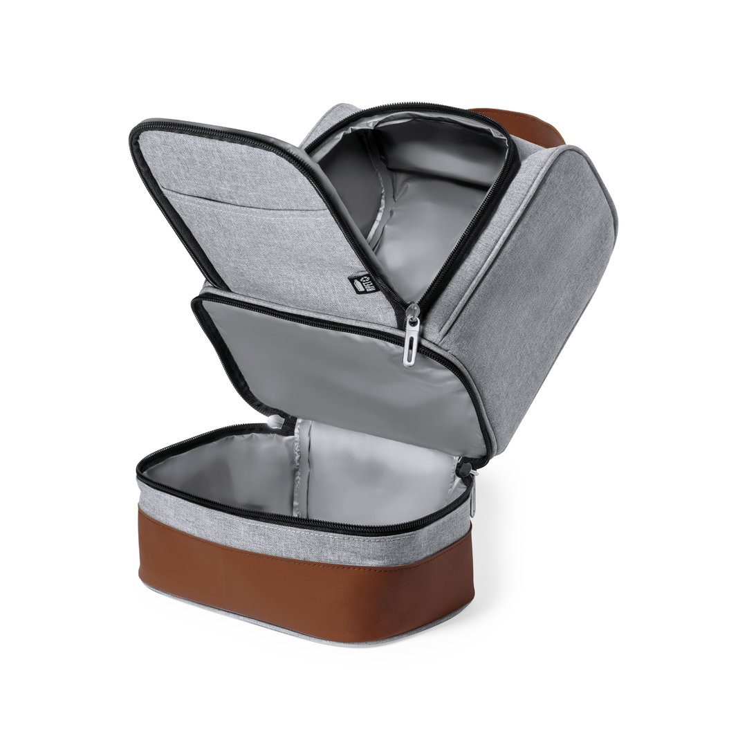 Nevera personalizada Kumak de RPET gris con polipiel marrón - Verano - Regalo Promocional Personalizado - imagen 3