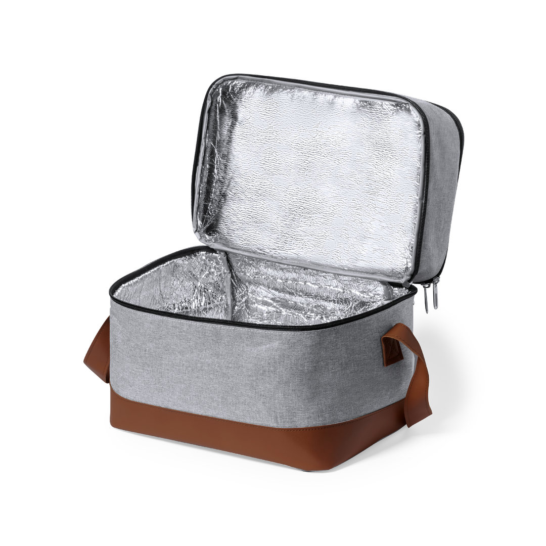 Nevera personalizada Chandak de RPET gris con polipiel - Verano - Regalo Promocional Personalizado - vista alternativa