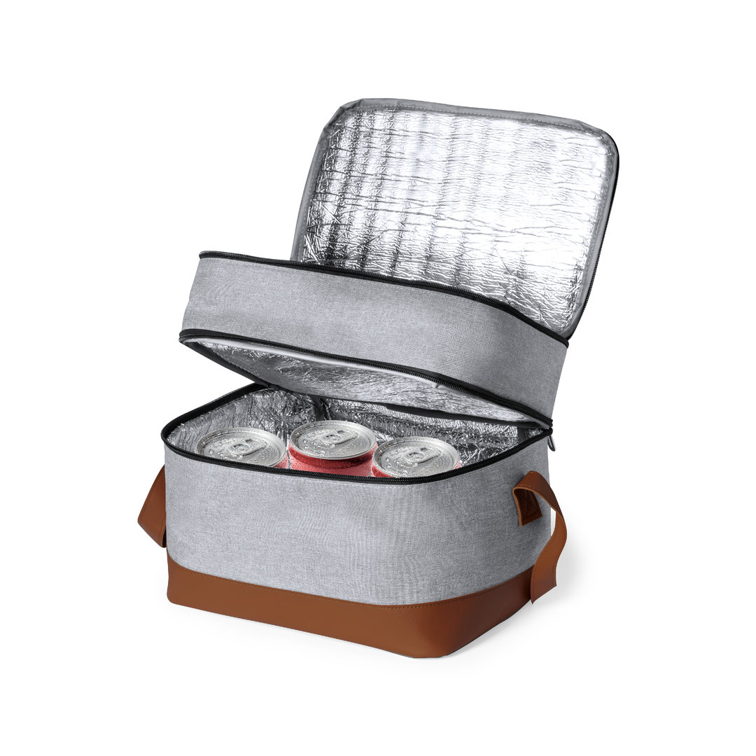 Nevera personalizada Chandak de RPET gris con polipiel - Verano - Regalo Promocional Personalizado - imagen 3