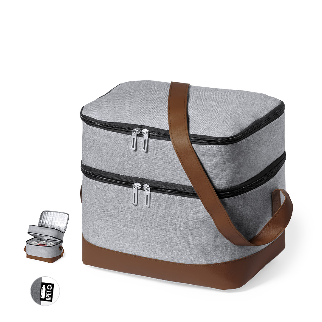Nevera personalizada Chandak de RPET gris con polipiel - Verano - Regalo Promocional Personalizado