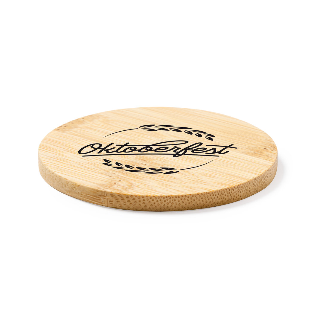 Posavasos personalizado Derrik de bambú natural - Posavasos personalizados - Regalo Promocional Personalizado - vista alternativa