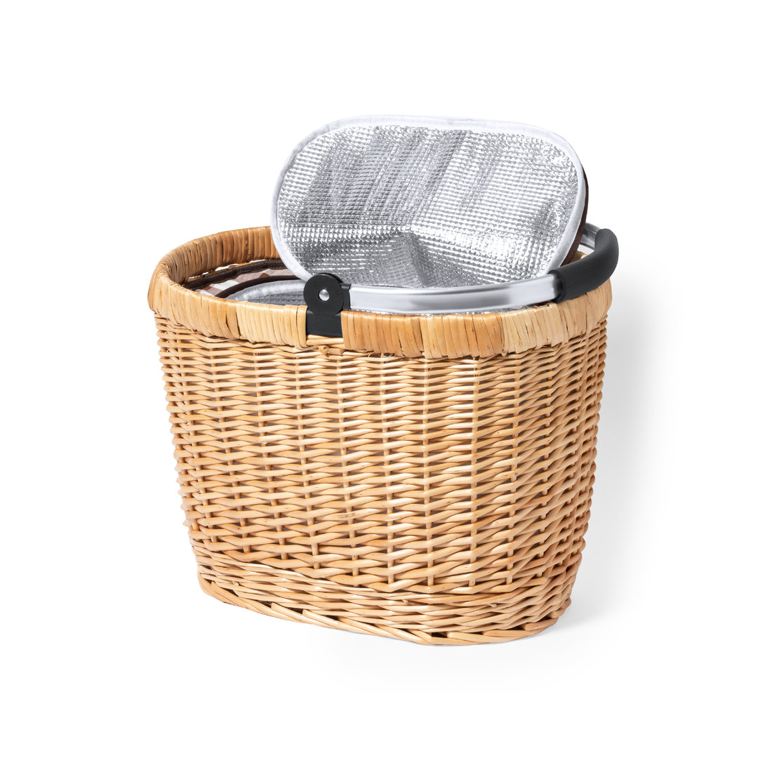 Cesta nevera picnic personalizada Halbax vintage de mimbre con aluminio
