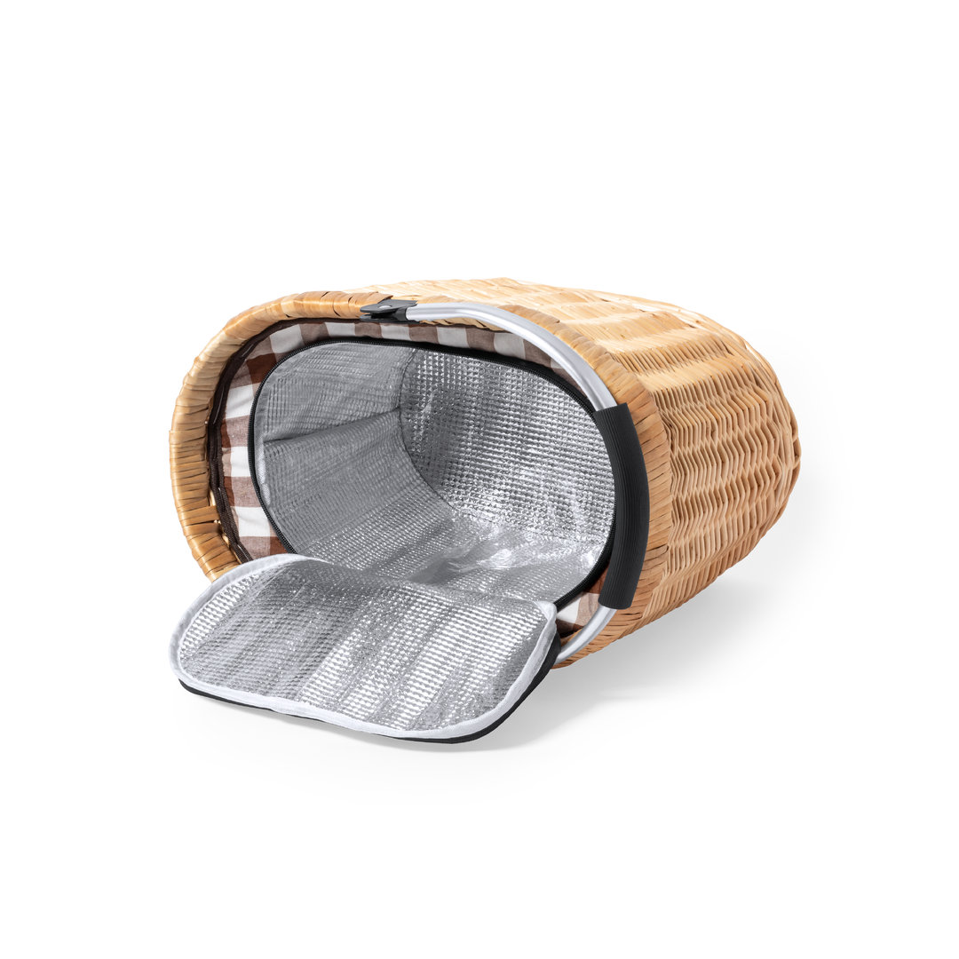 Cesta nevera picnic personalizada Halbax vintage de mimbre con aluminio - Verano - Regalo Promocional Personalizado - vista alternativa