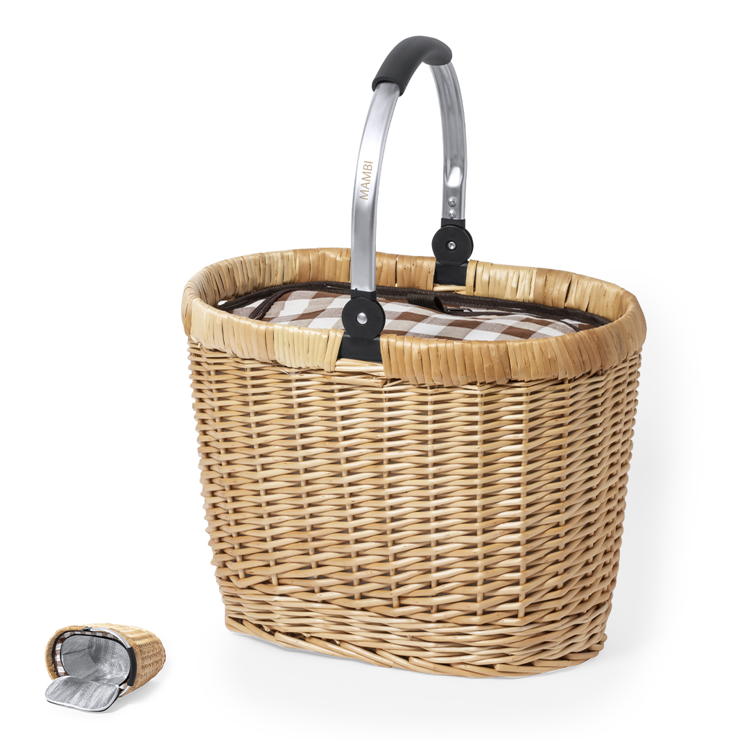 Cesta nevera picnic personalizada Halbax vintage de mimbre con aluminio - Verano - Regalo Promocional Personalizado