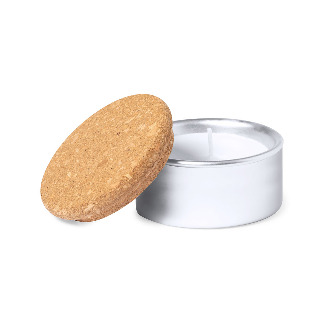 Vela aromática personalizada Suyen de aluminio con tapón corcho natural