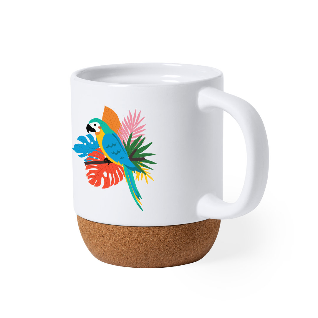 Taza de sublimación personalizada Roset de cerámica mate con base de corcho de 420ml
