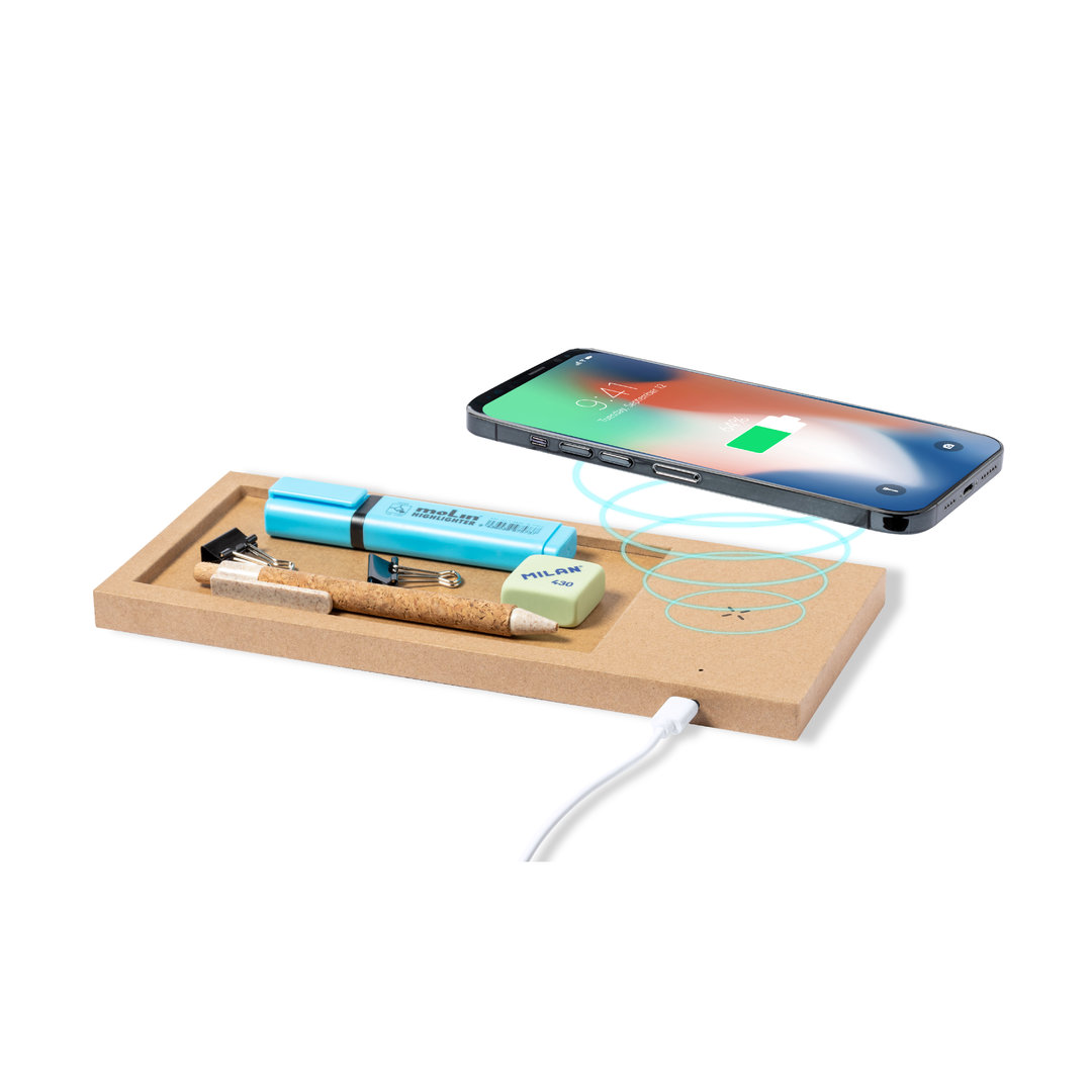 Cargador personalizado organizador Taron inalámbrico 10W de cartón reciclado - Tecnología - Regalo Promocional Personalizado - vista alternativa
