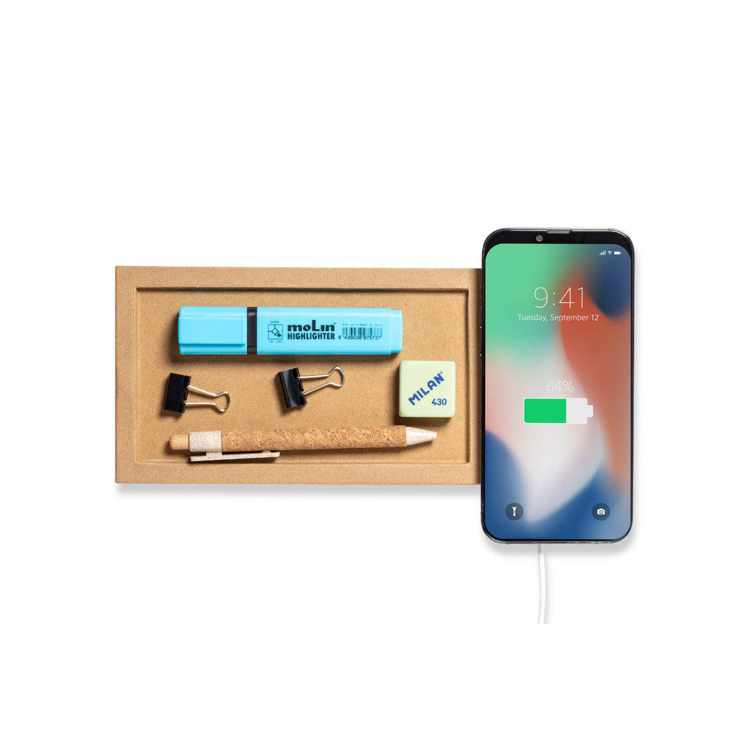 Cargador personalizado organizador Taron inalámbrico 10W de cartón reciclado - Tecnología - Regalo Promocional Personalizado - imagen 3