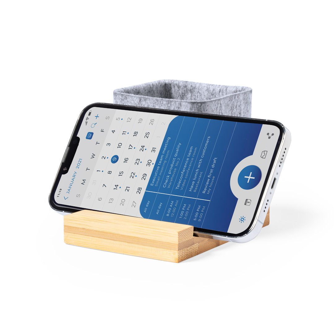 Lapicero soporte personalizado Firdex de fieltro RPET con bambú - Tecnología - Regalo Promocional Personalizado - imagen 3