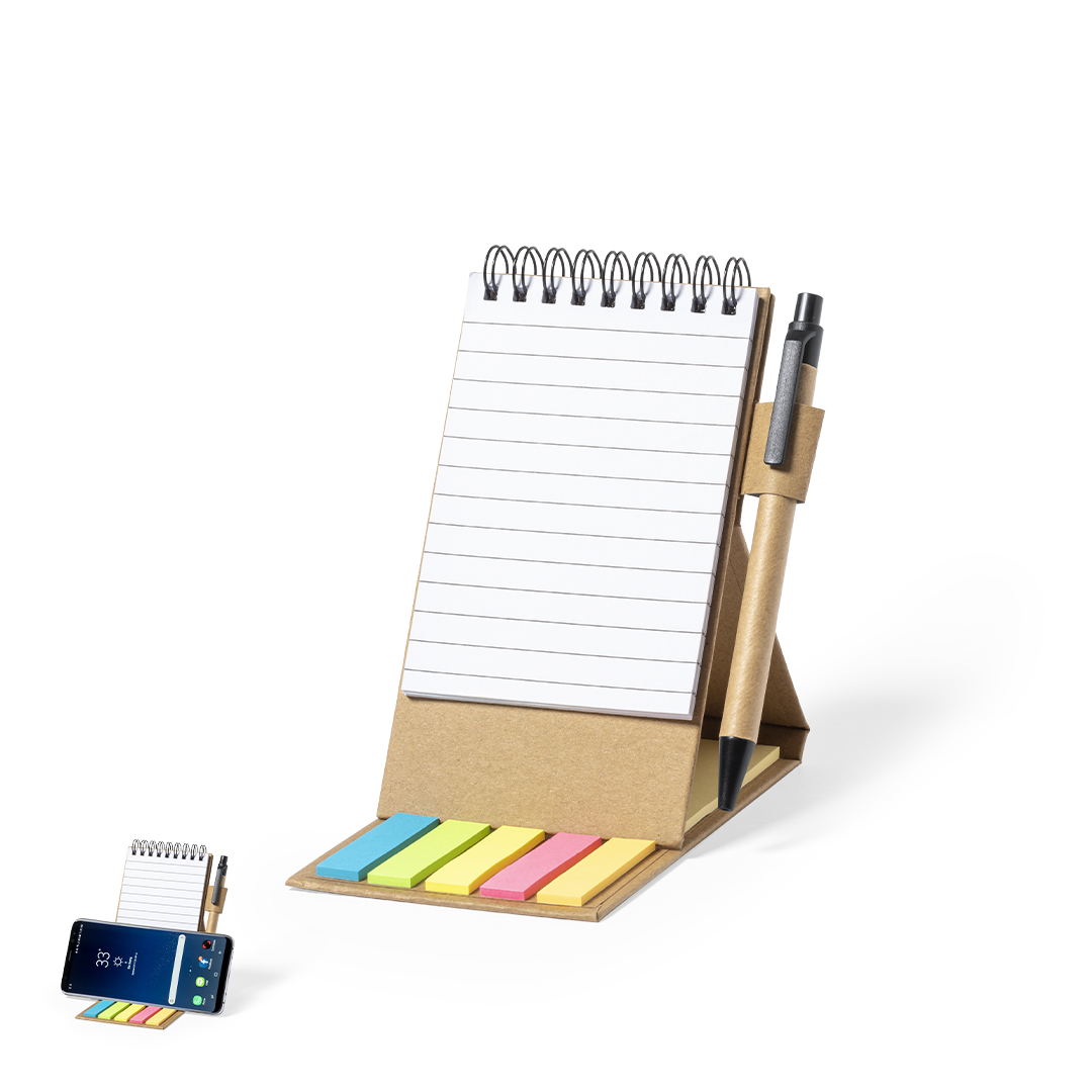 Bloc de notas personalizado con soporte Phesux de cartón reciclado con anillas - Tecnología - Regalo Promocional Personalizado