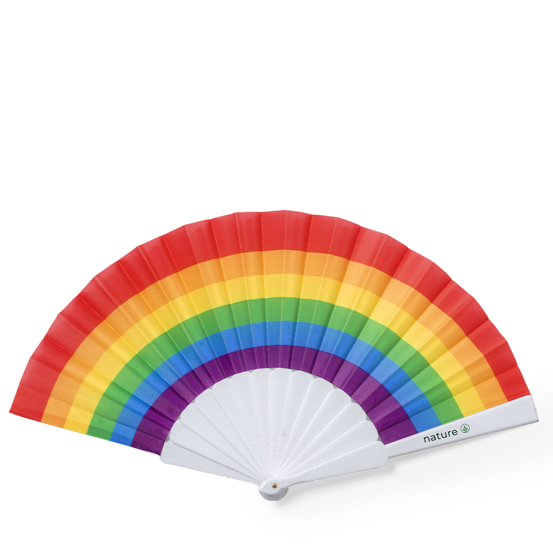 Abanico Rupaul Rainbow RPET sostenible personalizado - Verano - Regalo Promocional Personalizado