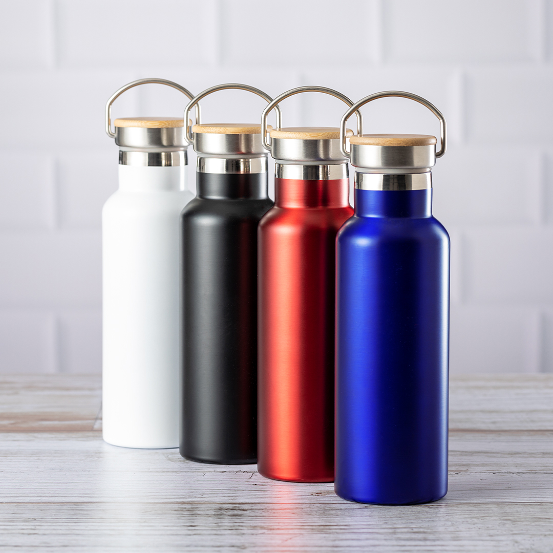 Bidón personalizado Térmico Naxel de 500ml en acero inoxidable con detalle de bambú - Termos personalizados - Regalo Promocional Personalizado - imagen 6